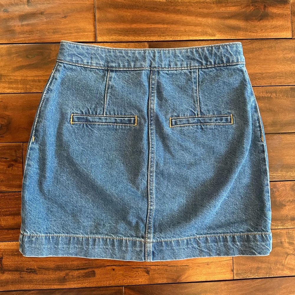 We The Free Front Button Denim Mini Skirt by Free People Size 25 - Picture 2 of 5
